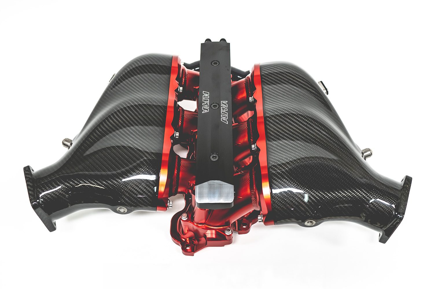 AMS Performance Red Billet Intake Manifold w/ Carbon Fiber Plenums ...